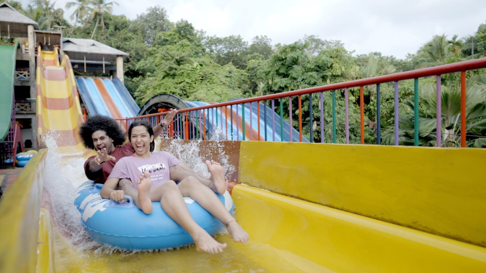 Tube water slide ride at Flora Fantasia Kerala